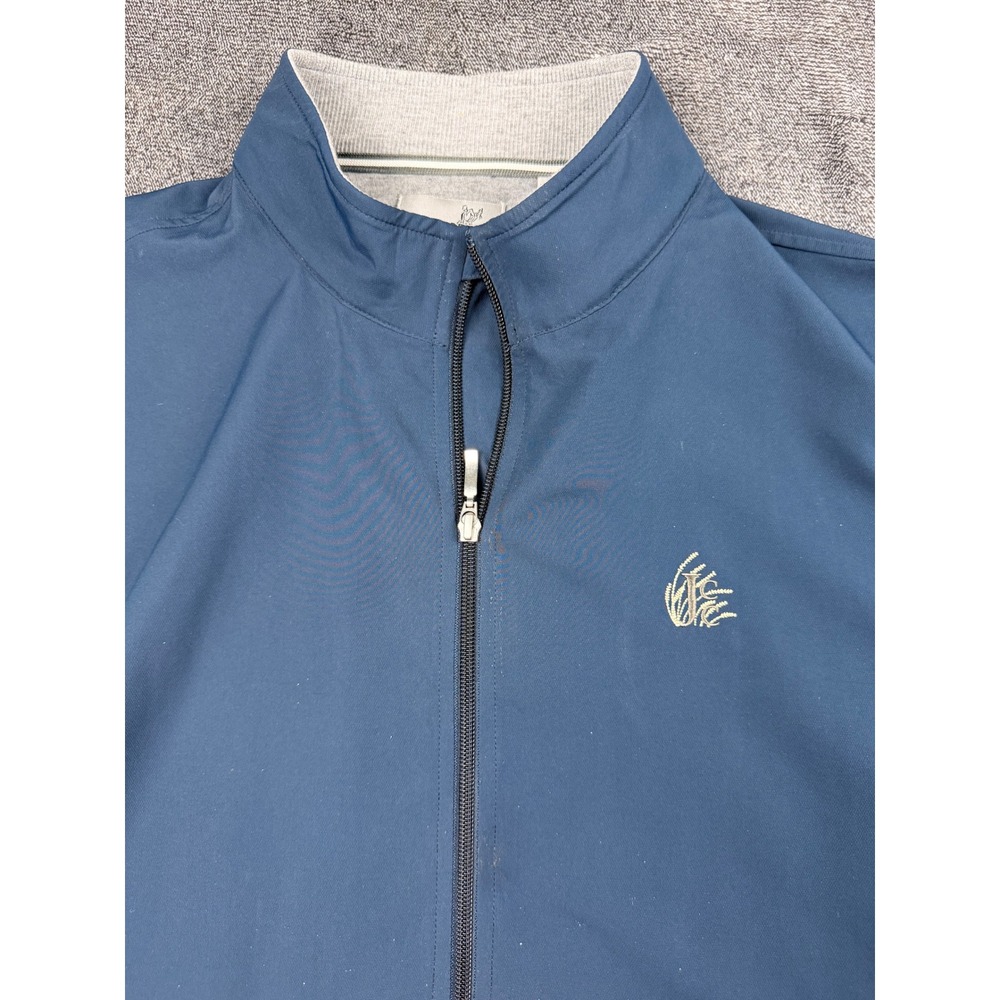 Ashworth Mens XL Golf Vest Blue Full Zip Jefferson Country Club Logo Mock Neck - Picture 2 of 6